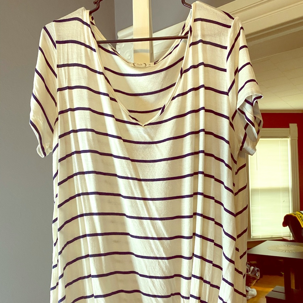 Striped V Neck Top